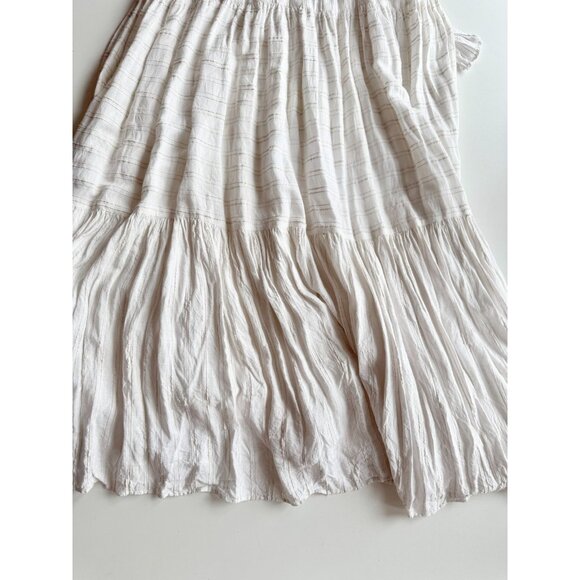 L*SPACE Santorini Cream Viscose Cotton Tie Back Tiered Midi Dress, Size M - Picture 8 of 13